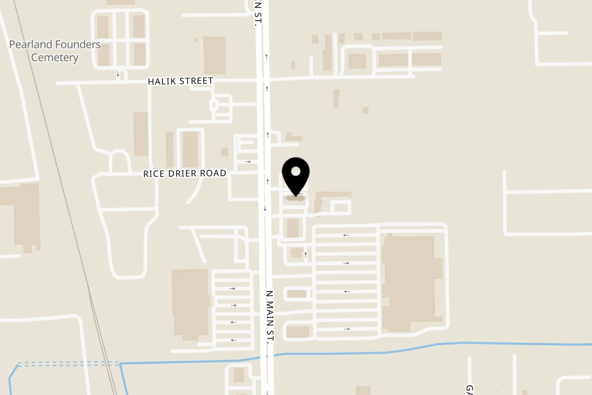 Map showing the location of Taquerias Arandas Pearland on 1837 N Main St in Pearland