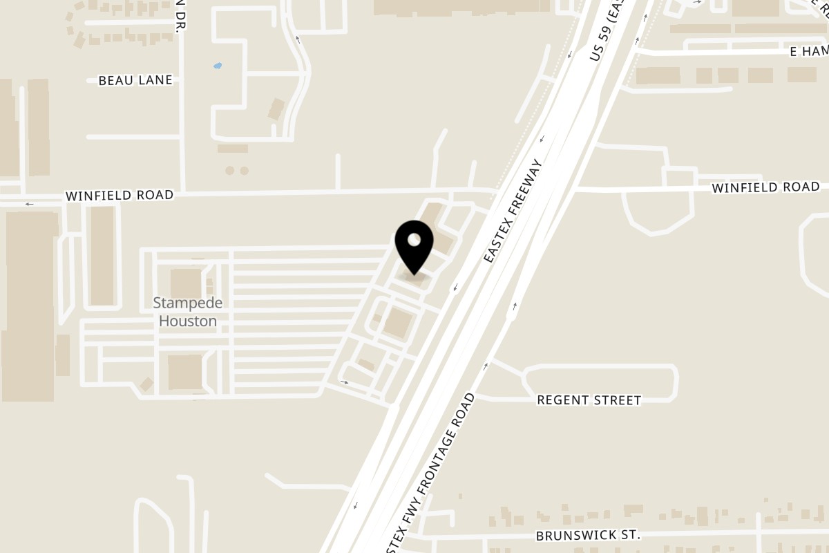 Map showing the location of Taquerias Arandas Eastex Freeway on 11929 Eastex Fwy in Houston